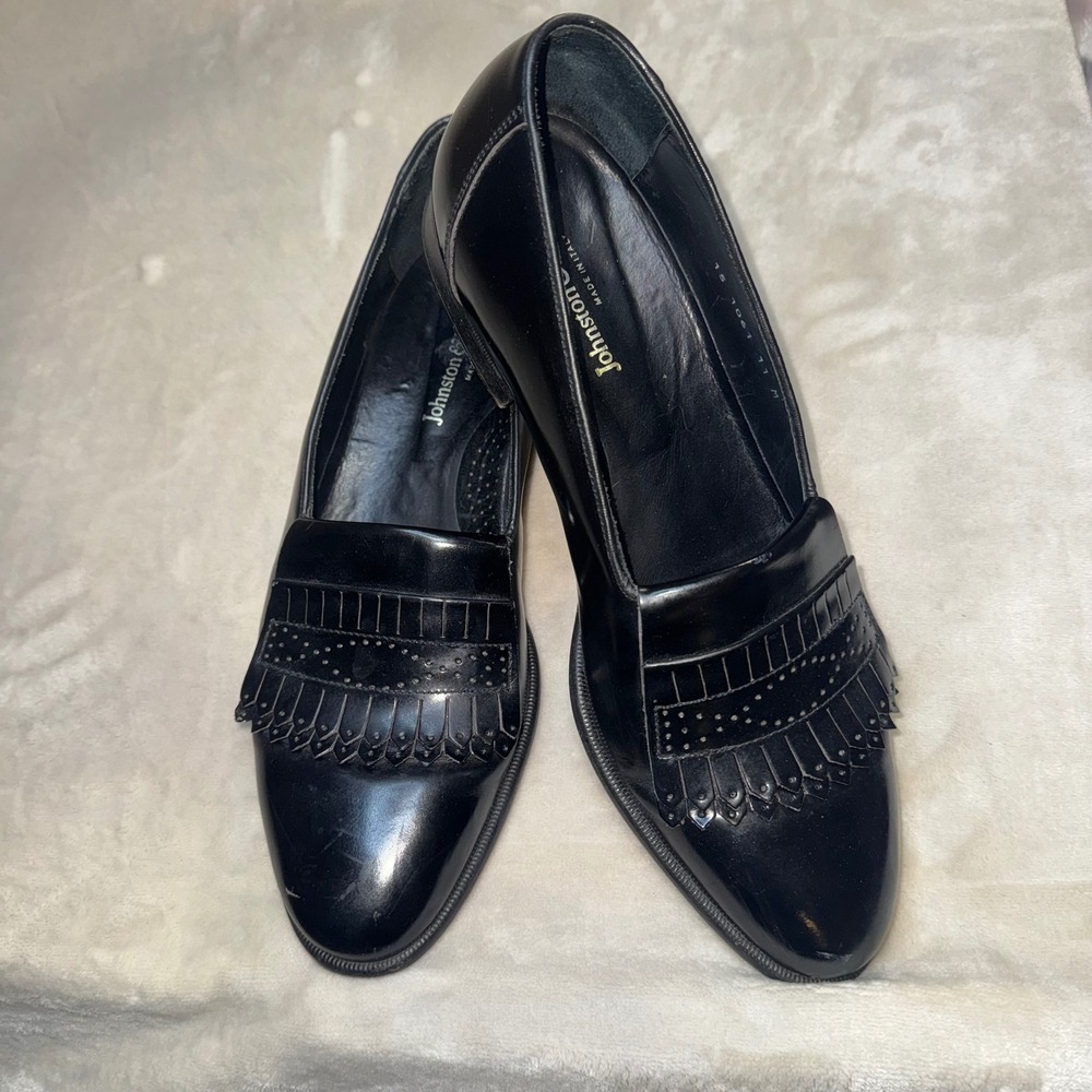 Johnston Murphy Kiltie Loafers Mens 11 M Black Leather Made Italy 1061